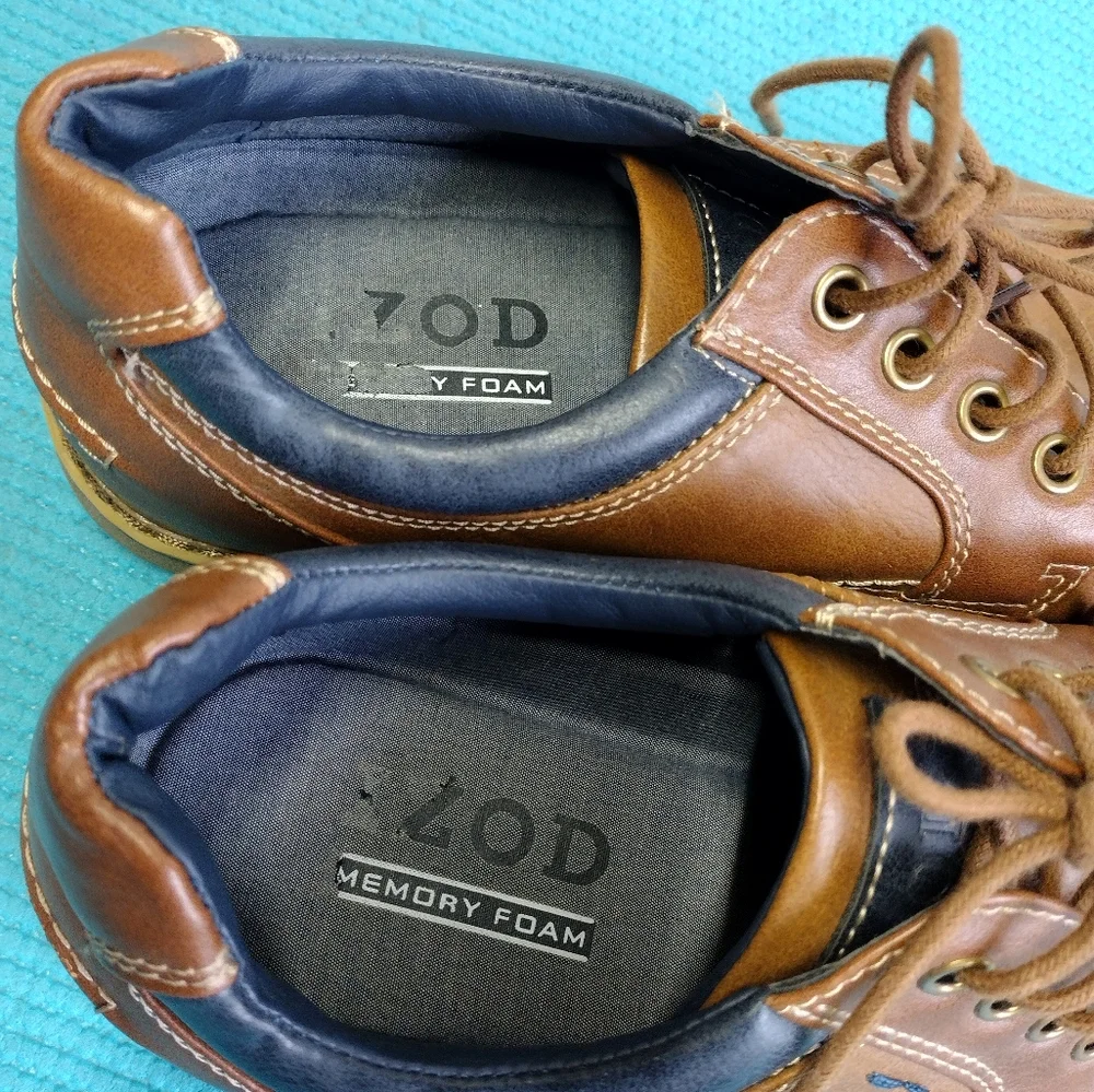 Izod Men's Casual Oxford Lace Up Brown Tan Dress Shoes 10.5M